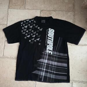 Southpole Leather Patch T-Shirt Mens XXL Vintage Y2K Rare Grunge Skate 90s